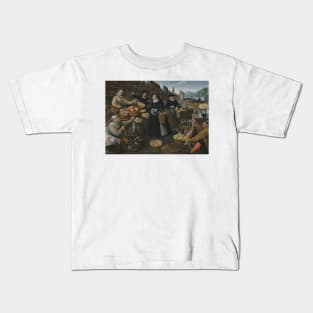 A Fruit and Vegetable Stall Above the Weinmarkt in Frankfurt (Allegory of Autumn) by Lucas van Valckenborch and Georg Flegel Kids T-Shirt